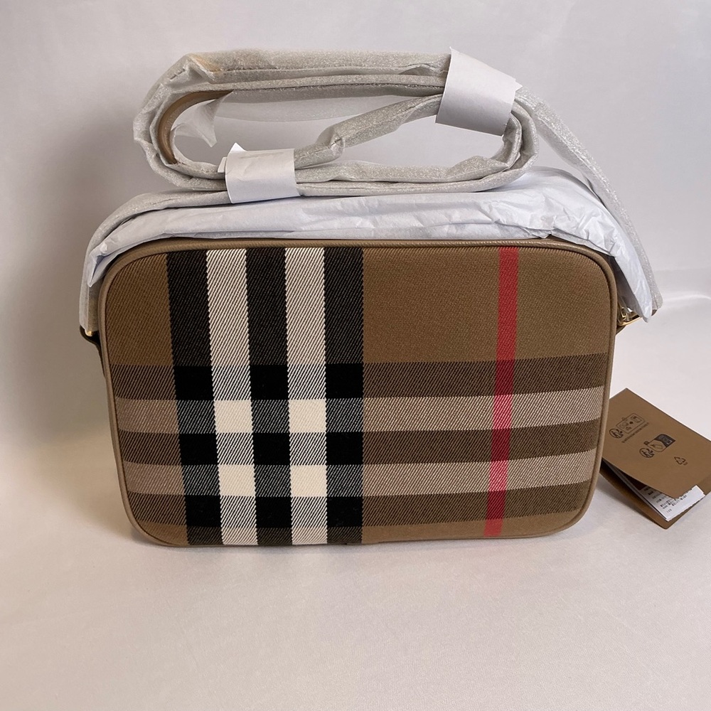 Burberry Chestnut Beige Plaid Crossbody Camera Bag NEW - Picture 6 of 16